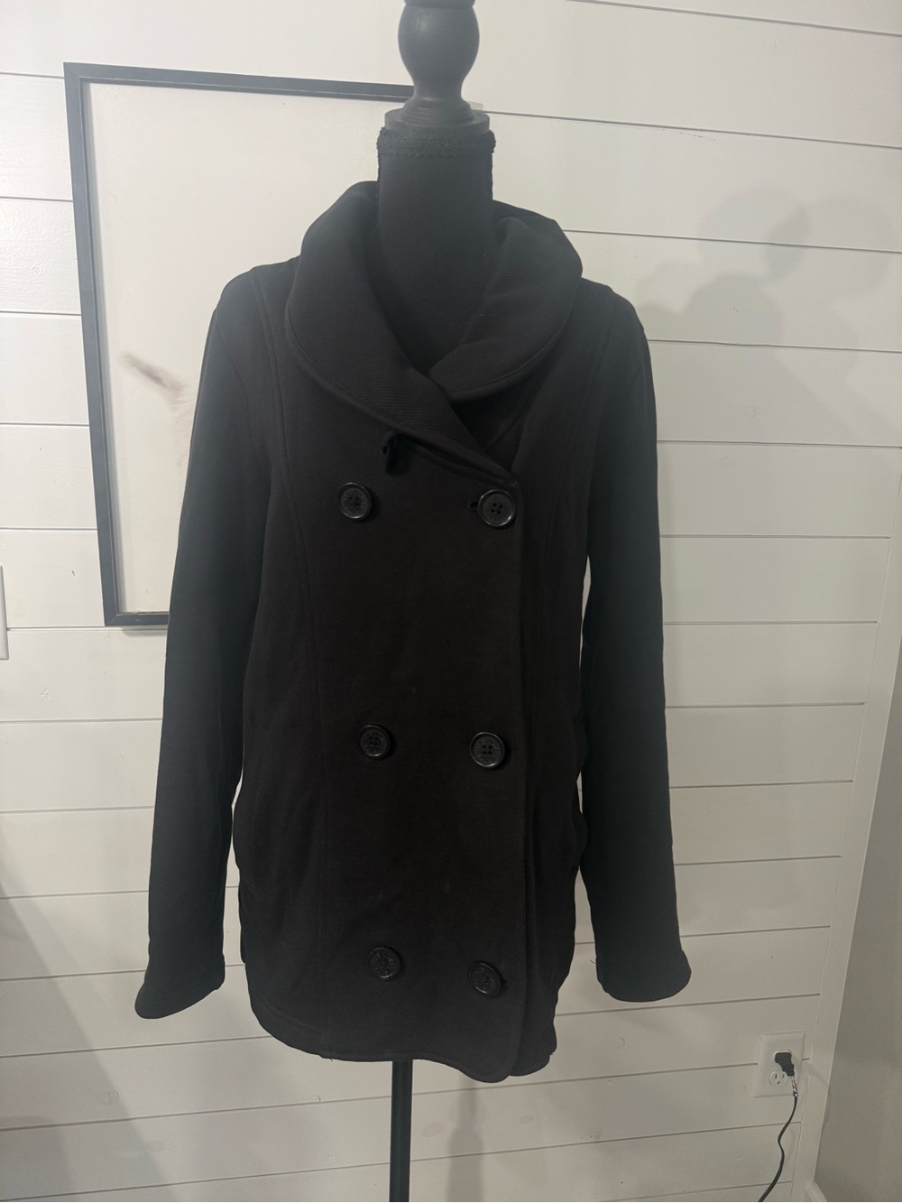 The North Face Women’s Black Mid-Length Double-Breasted Jacket Pockets M